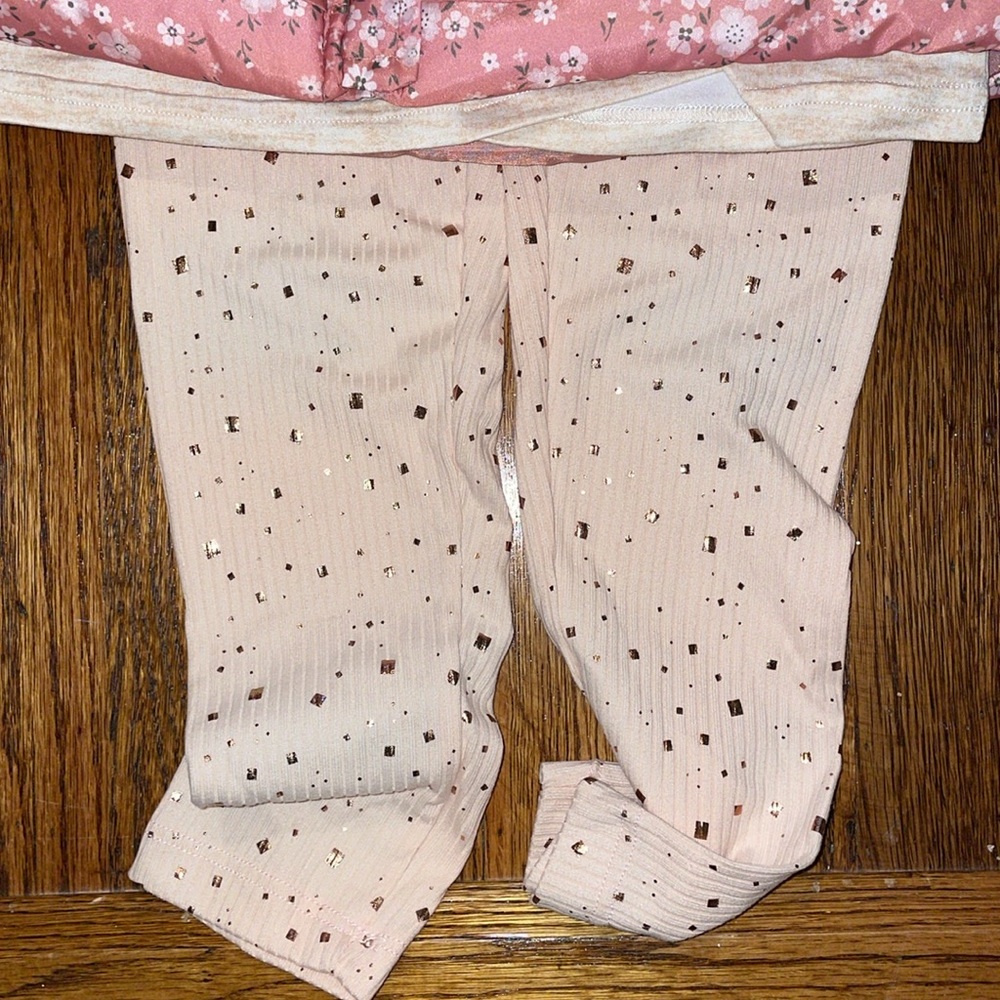 NWT NANNETTE LEPORE GIRLS 3P floral ruffle vest with shirt and sparkle legging 6 - Picture 4 of 6